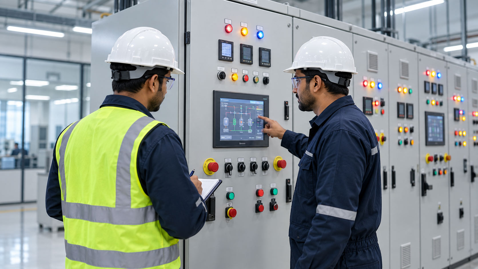 Tvashtra engineers commissioning an electrical control panel