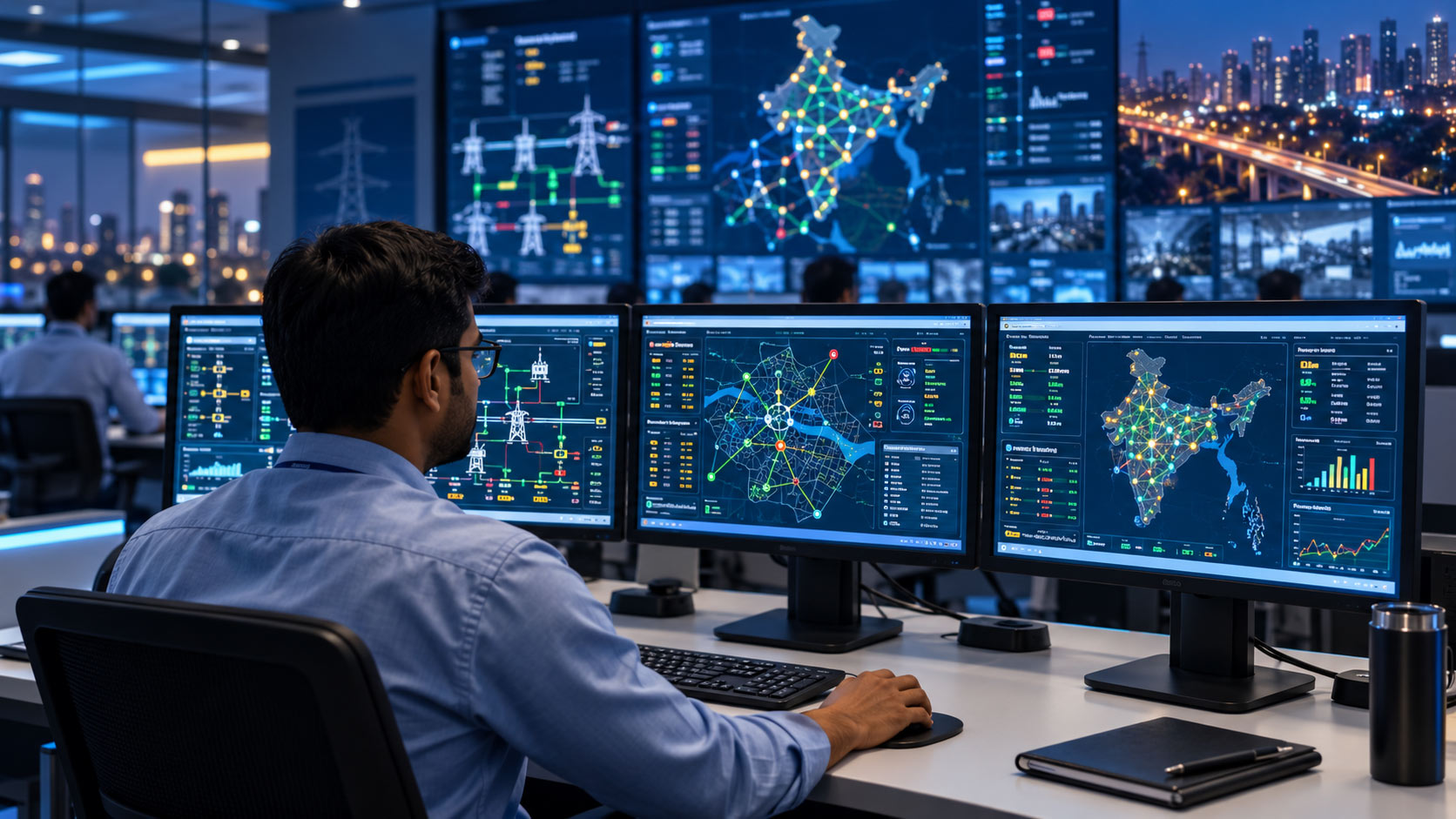 Tvashtra engineer validating connected systems in a SCADA control room