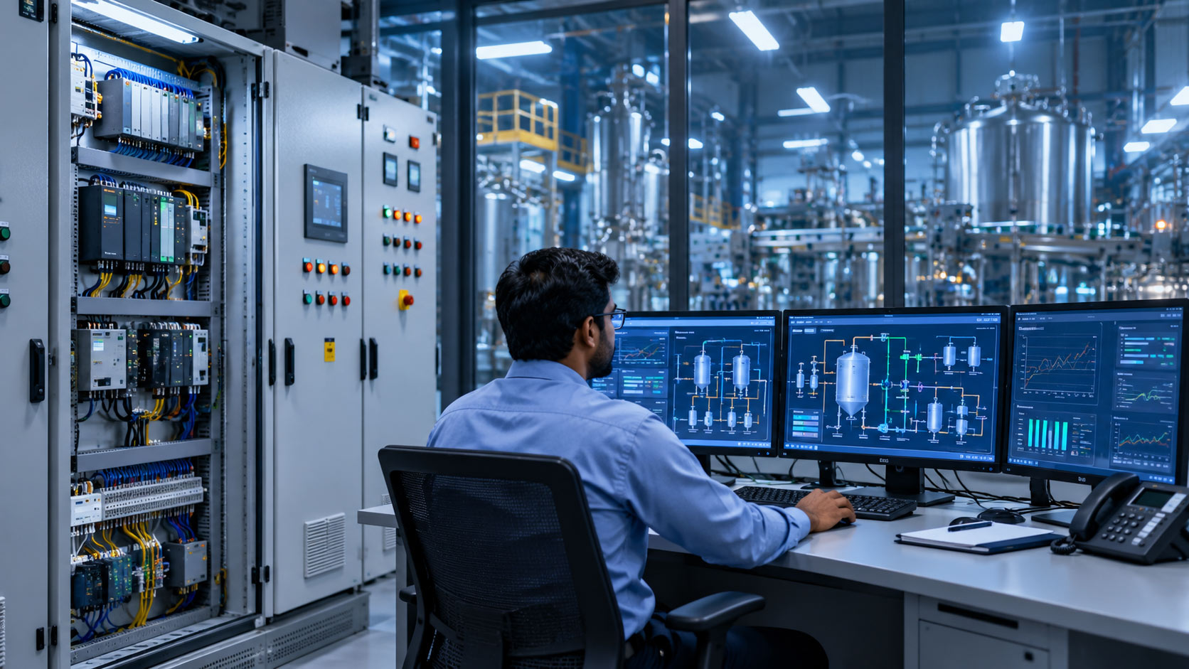 Tvashtra engineer working on industrial automation equipment